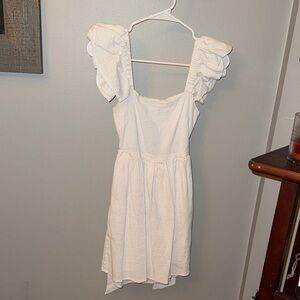 Miami White Mini Dress with Ruffled Sleeves